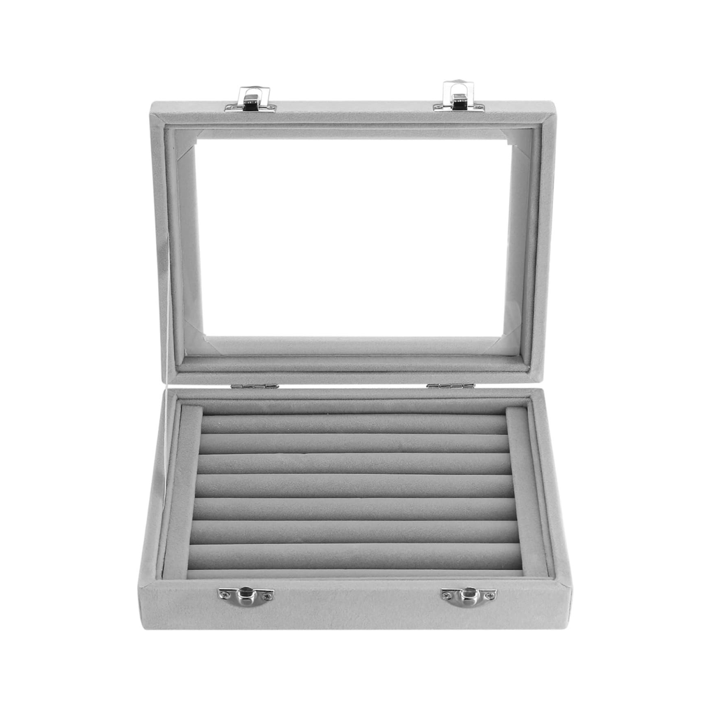 Schmuckkästchen, Ring Organizer, Schmuck Aufbewahrungsbox, abschließbarer Schmuck Organizer Samt, Ohrring Aufbewahrungsbox mit 7 Gittern, Vitrine für Schmuck