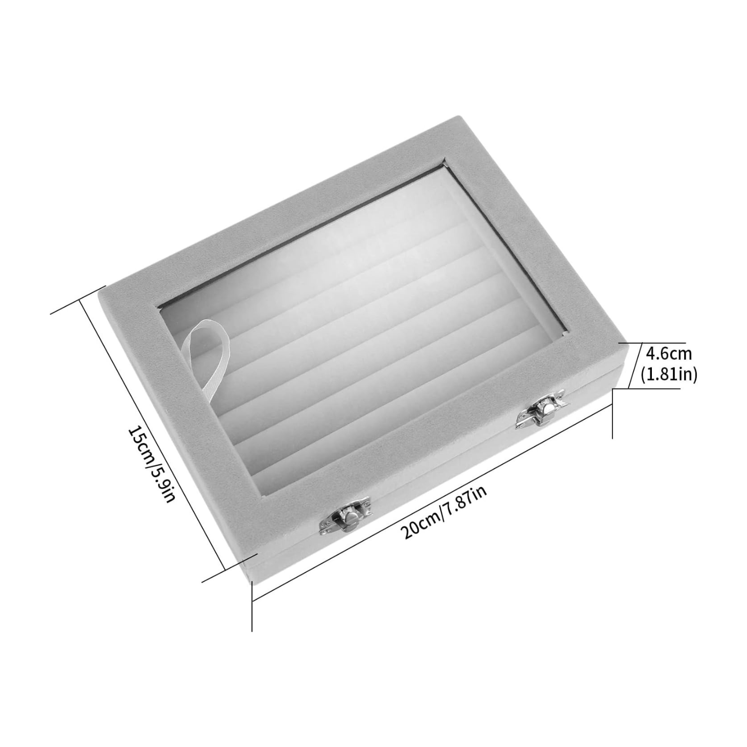 Schmuckkästchen, Ring Organizer, Schmuck Aufbewahrungsbox, abschließbarer Schmuck Organizer Samt, Ohrring Aufbewahrungsbox mit 7 Gittern, Vitrine für Schmuck