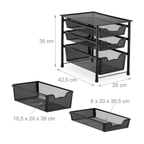 Schubladenregal, stapelbarer Büro Organizer, 3 Ausziehkörbe, Metall, Küche, Bad