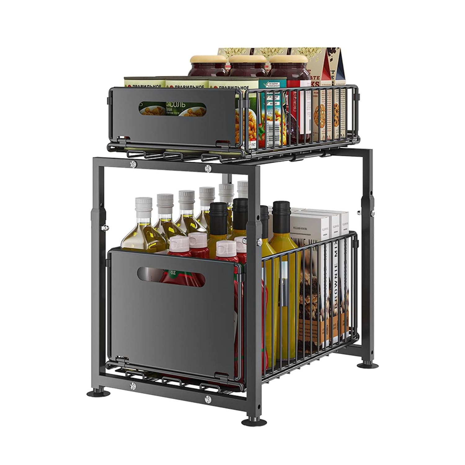 Unterschrank Organizer küchenschrank mit 2 Etagen küchenregal Arbeitsplatte Metall Unterspüle für Badezimmer