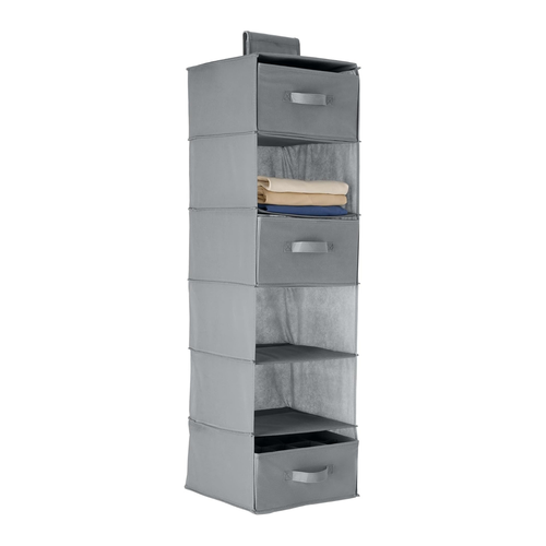 Hängeaufbewahrung für den Schrank Wandschrank mit 3 entfernbaren Schubladen, 6 Regale, Grau, 17.5 cm D x 34.5 cm W x 31 cm H