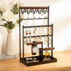 Schmuckständer Schmuckhalter für Ohrring Ohrstecker Ketten Schmuck Organizer Jewelry Ständer mit 15 Haken, 40 Löcher Ohrringhalter Schmuckaufbewahrung für Halsketten Armbänder Ringe