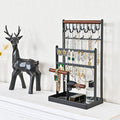 Schmuckständer Schmuckhalter für Ohrring Ohrstecker Ketten Schmuck Organizer Jewelry Ständer mit 15 Haken, 40 Löcher Ohrringhalter Schmuckaufbewahrung für Halsketten Armbänder Ringe