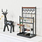 Schmuckständer Schmuckhalter für Ohrring Ohrstecker Ketten Schmuck Organizer Jewelry Ständer mit 15 Haken, 40 Löcher Ohrringhalter Schmuckaufbewahrung für Halsketten Armbänder Ringe