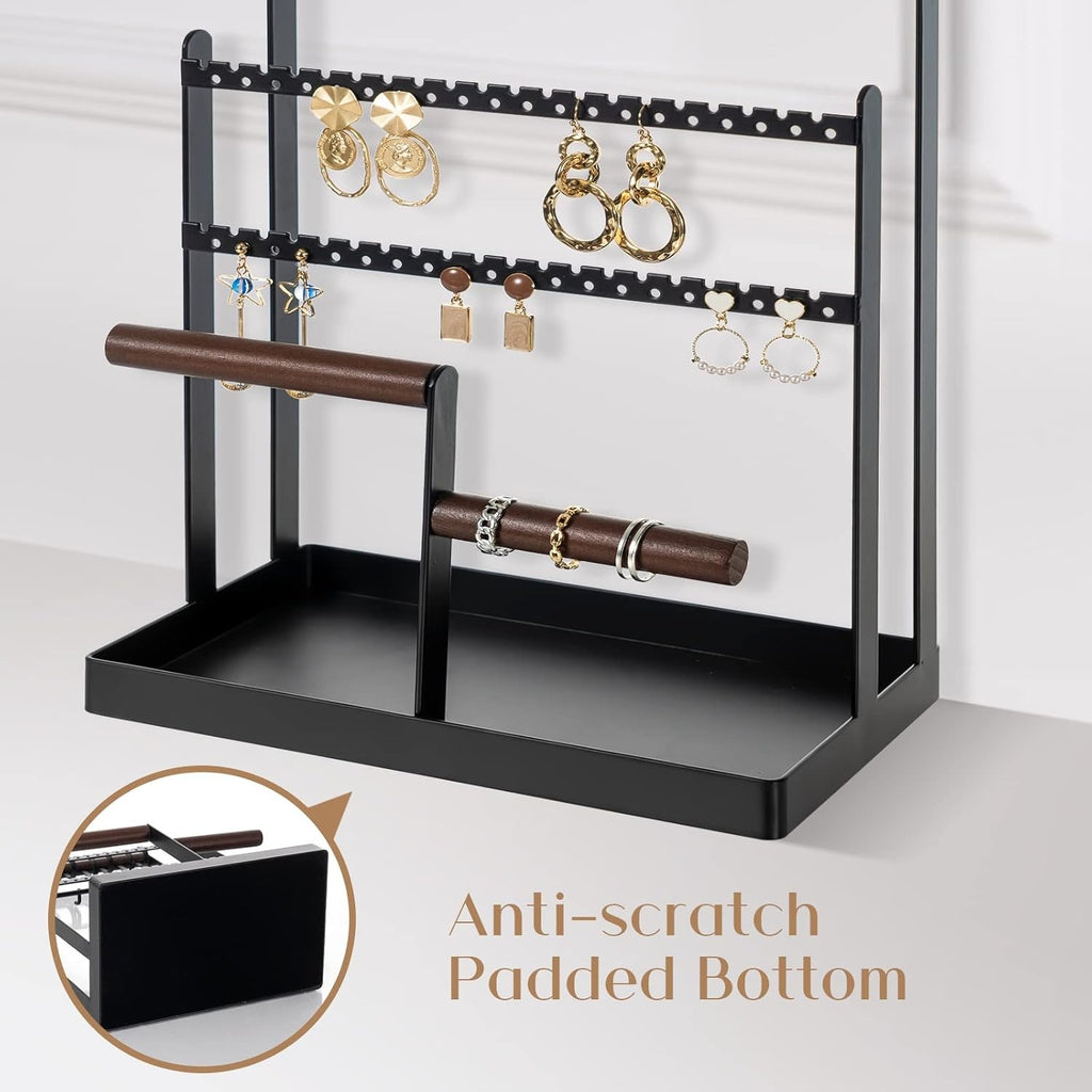 Schmuckständer Schmuckhalter für Ohrring Ohrstecker Ketten Schmuck Organizer Jewelry Ständer mit 15 Haken, 40 Löcher Ohrringhalter Schmuckaufbewahrung für Halsketten Armbänder Ringe